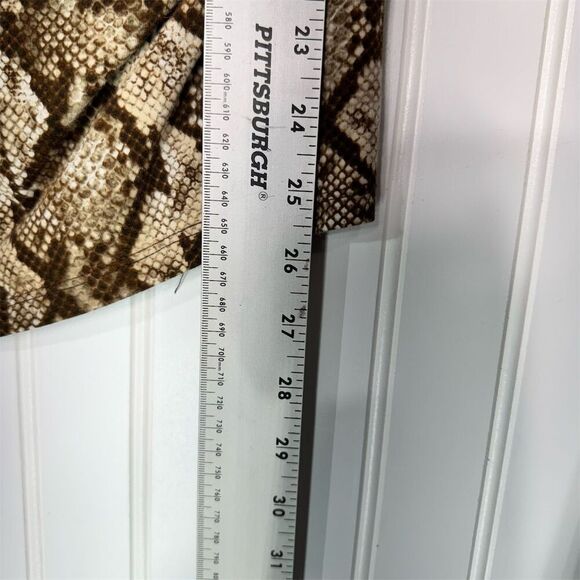 Michael Kors L Snake Print Wrap Top Brown Beige Faux Wrap Blouse Gold Zip Detail - Picture 7 of 10